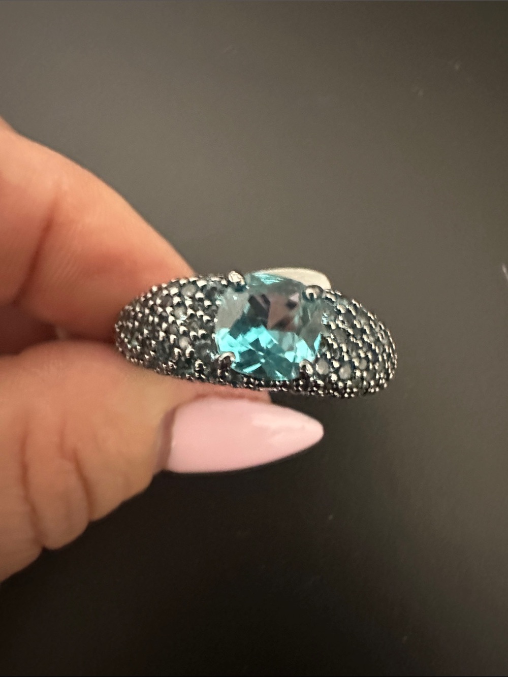 Bomb Party Shimmering Pavé Half-Hoop Ring in Blue-Green - Size 10 NWT